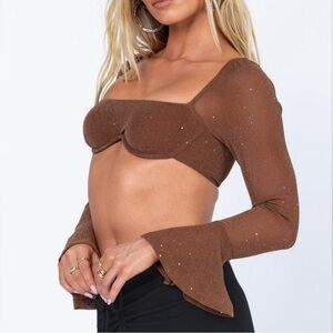 Princess Polly Devin Long Sleeve Top Brown